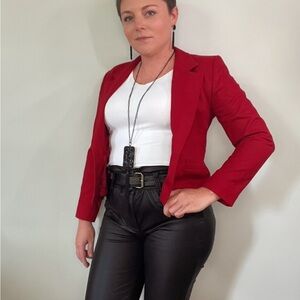 VINTAGE Pendleton 100% Virgin Wool Red Cropped Jacket/ Blazer Size Small